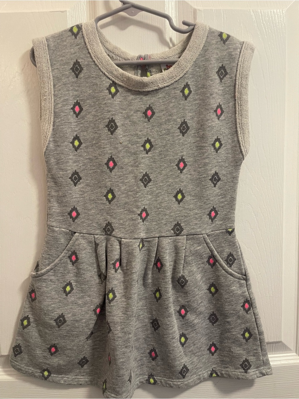Circo Grey Knit Sleeveless Dress with Pink & Lime Diamond Accents